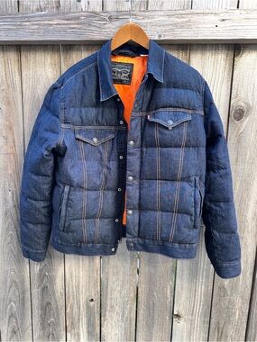 Levi's Allied 700 Fill Power Down Denim Trucker Jean Jacket Medium